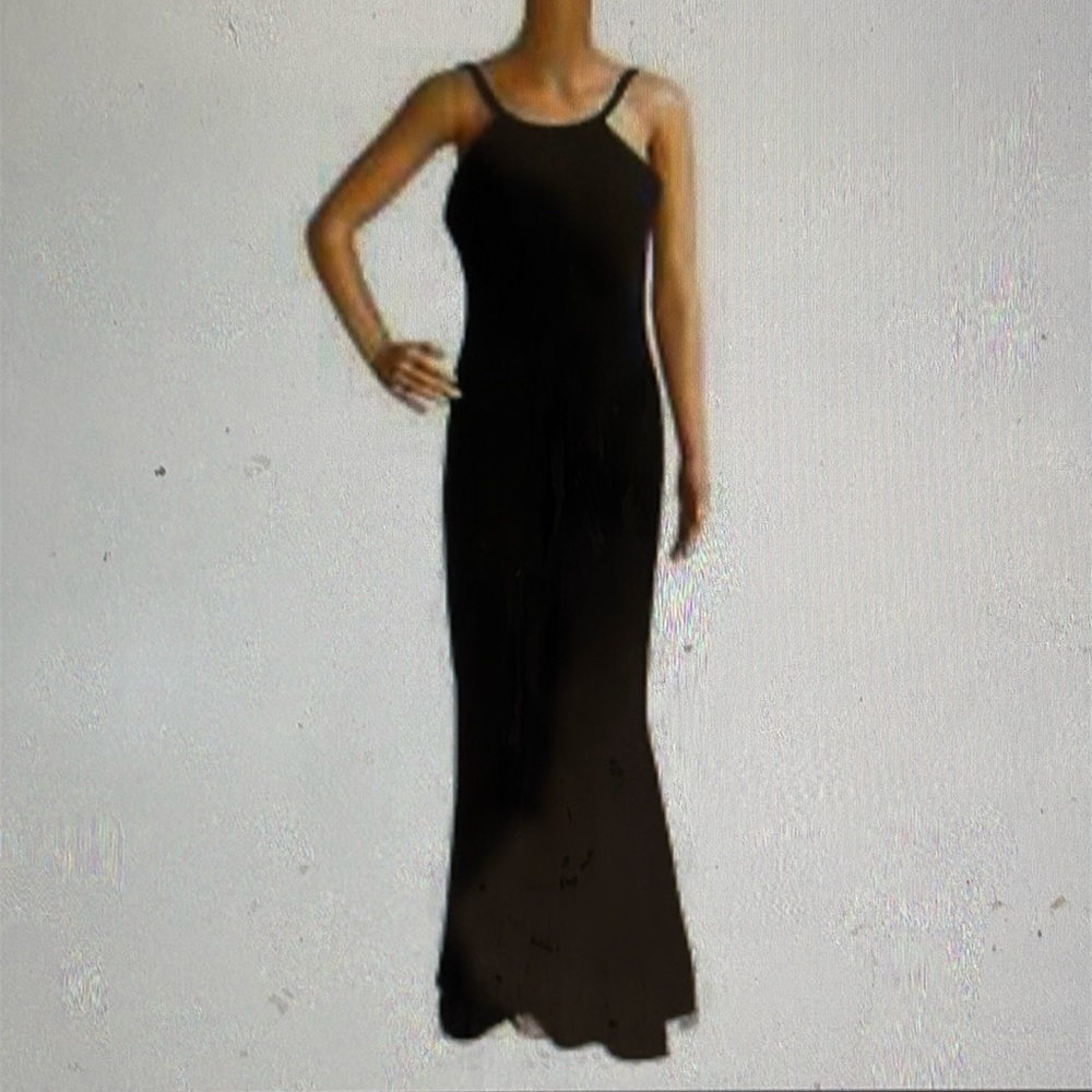 Calvin Klein black crib open back maxi evening gown size 16 brand new